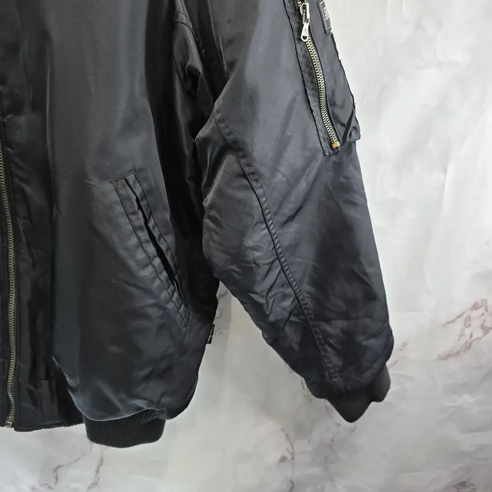 Vintage Y2K Jacket Mens Large Black Bomber Zip Sean John P Diddy Satin Coat Rare